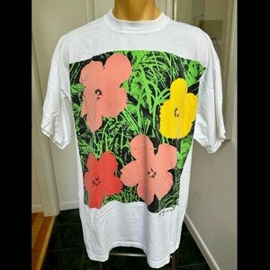 VINTAGE 1993 te NEUES ANDY WARHOL FOUNDATION FLOWERS COTTON TSHIRT 2 SIDED XL